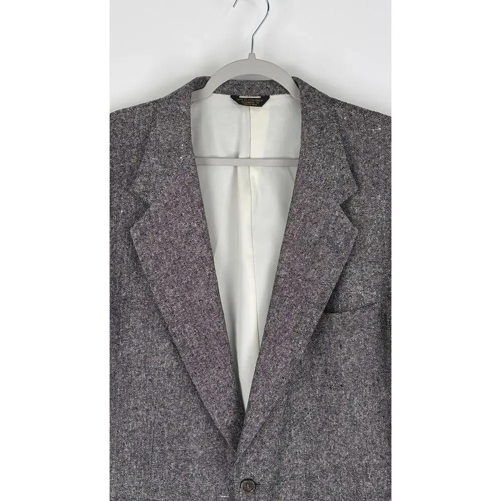 Farah Clothing Tweed Silk Two Button Blazer Jacket Mens Size 44L Black White